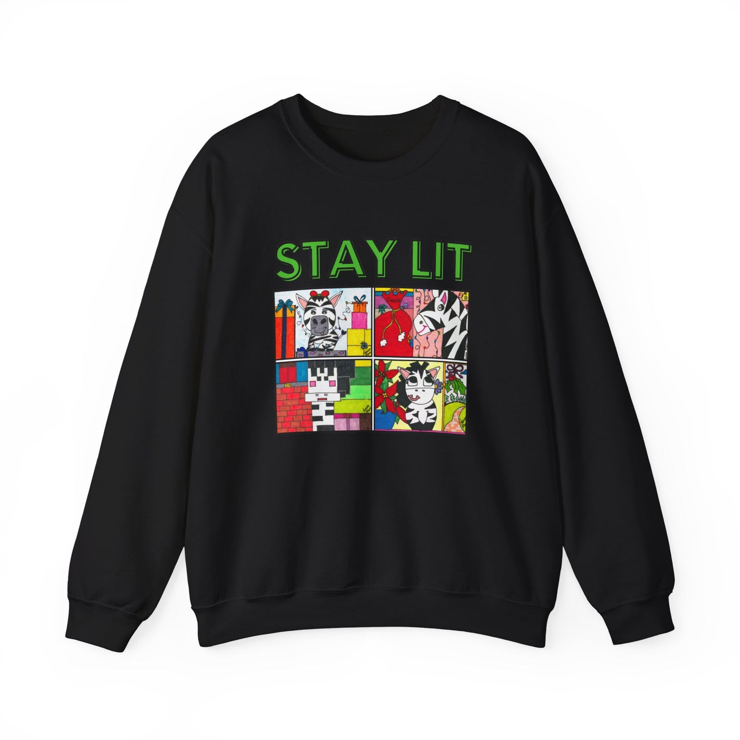 Stay Lit Holiday Zebra- Unisex Heavy Blend™ Crewneck Sweatshirt