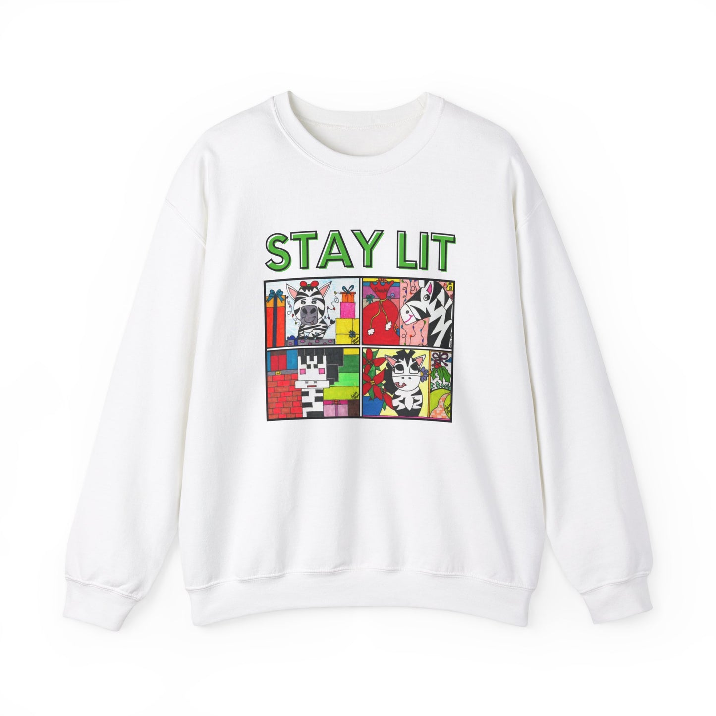 Stay Lit Holiday Zebra- Unisex Heavy Blend™ Crewneck Sweatshirt