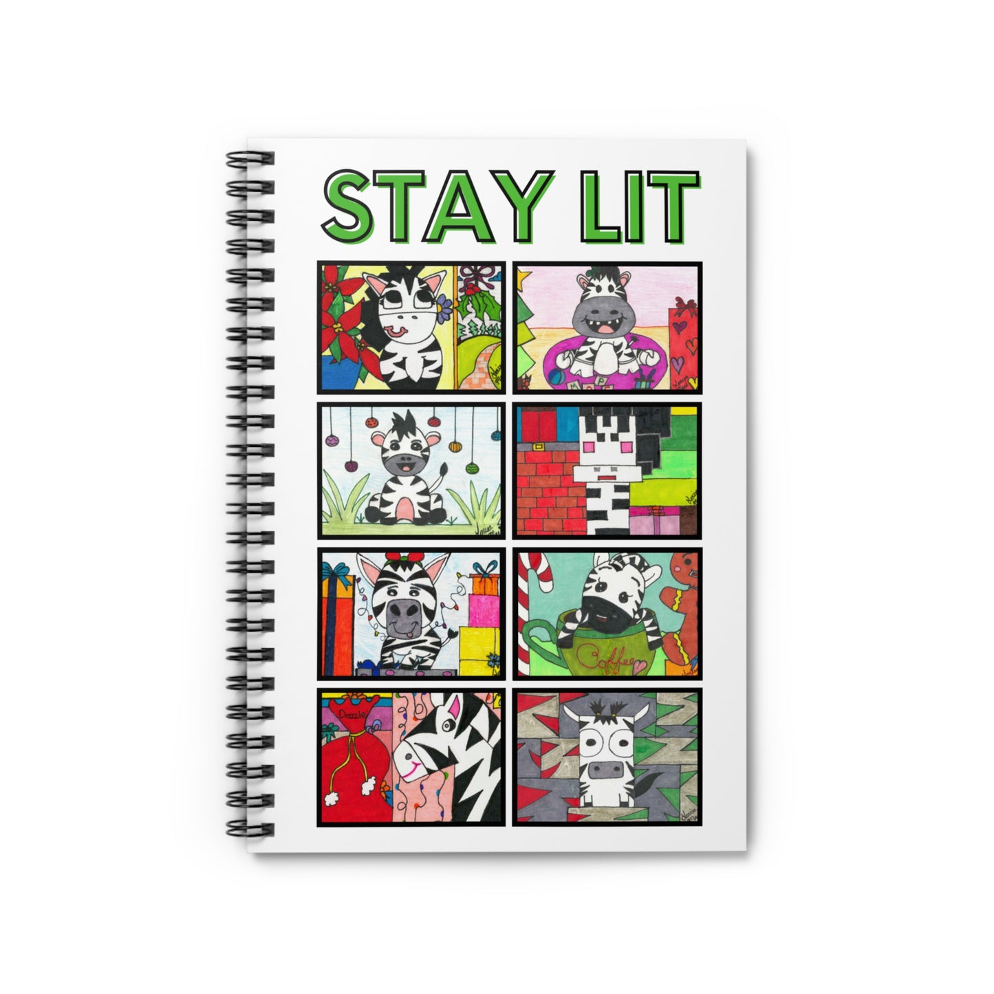 Zebra Stay Lit Holiday: Spiral Notebook (Ruled Line)