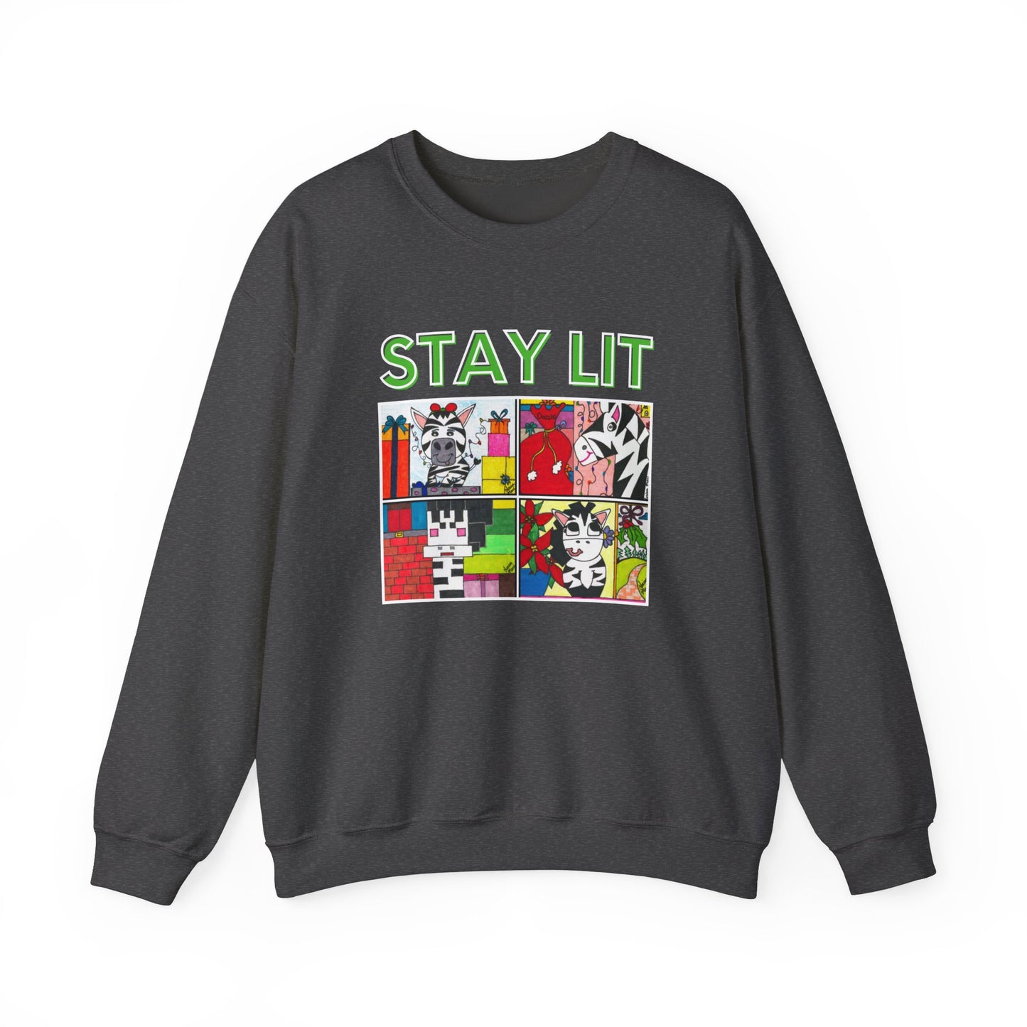 Stay Lit Holiday Zebra- Unisex Heavy Blend™ Crewneck Sweatshirt