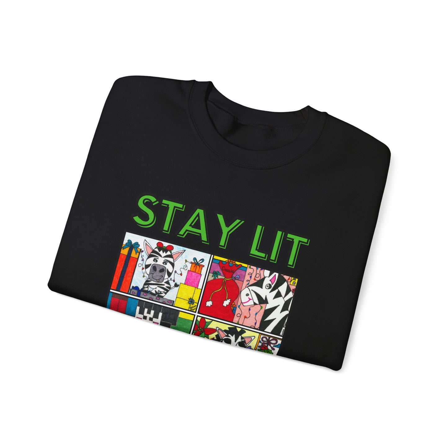 Stay Lit Holiday Zebra- Unisex Heavy Blend™ Crewneck Sweatshirt